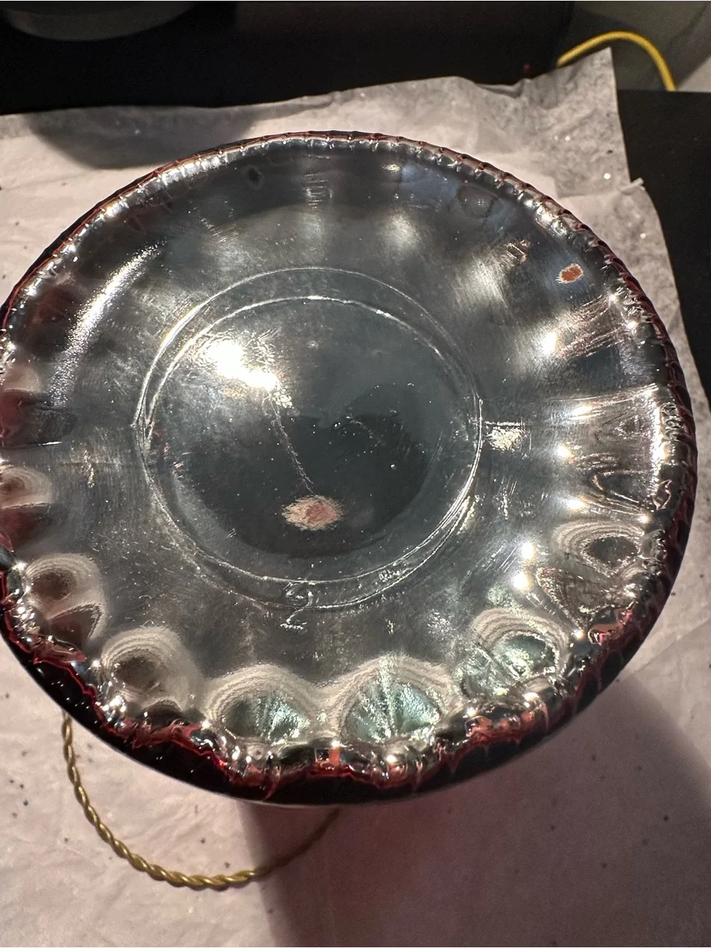 Red Glass Lantern Vase with Handle - Unbranded